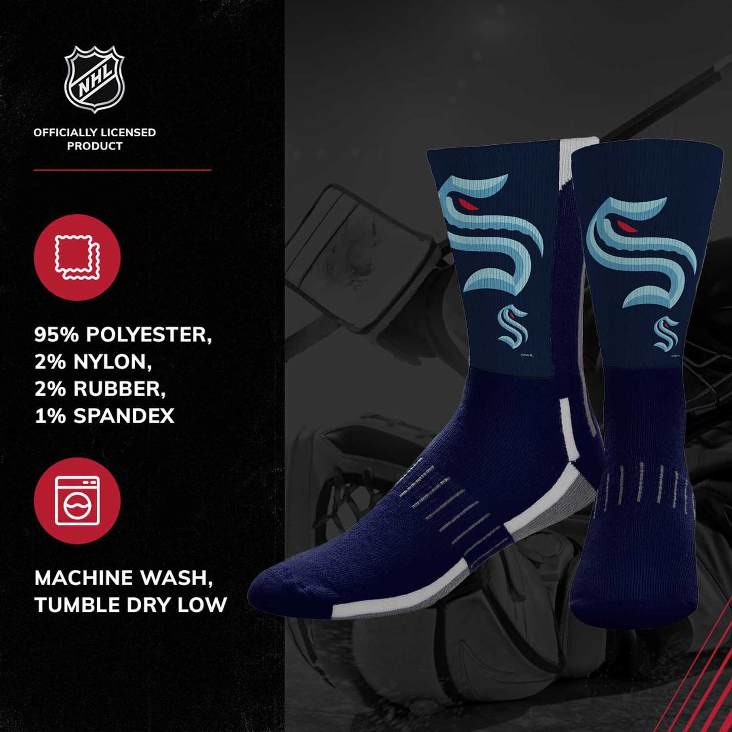 Seattle Kraken Youth NHL Zoom Curve Team Crew Socks - Navy