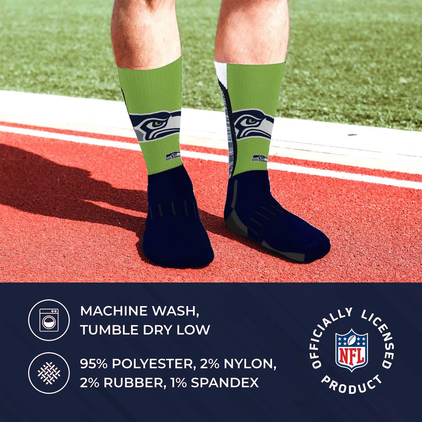 Seattle Seahawks NFL Youth V Curve Socks - Navy
