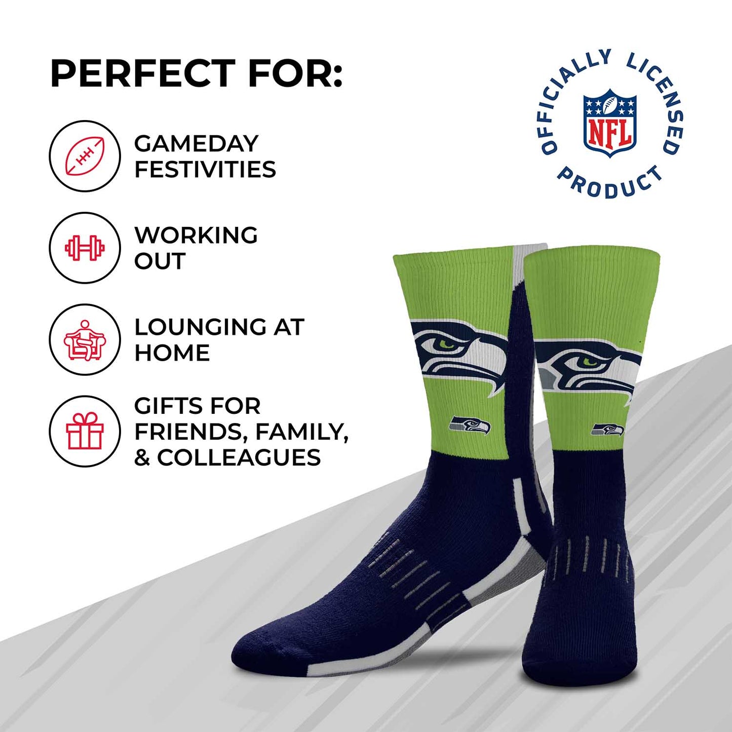 Seattle Seahawks NFL Adult Curve Socks - Navy