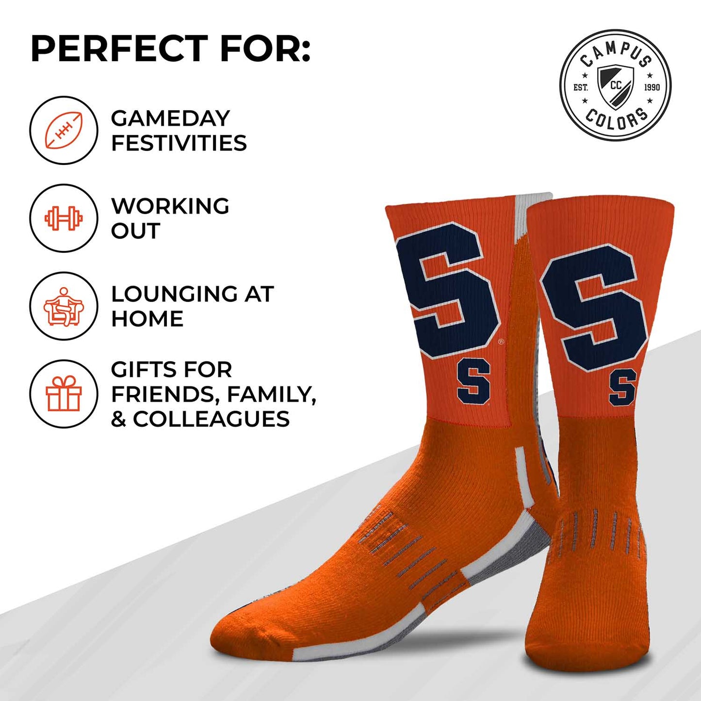 Syracuse Orange NCAA Adult State and University Crew Socks - Orange