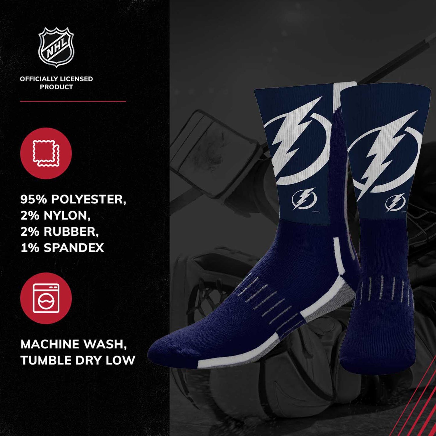 Tampa Bay Lightning Adult NHL Zoom Curve Team Crew Socks - Navy