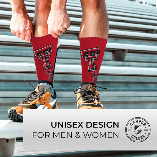Texas Tech Red Raiders NCAA Adult State and University Crew Socks - Cardinal