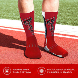 Texas Tech Red Raiders NCAA Adult State and University Crew Socks - Cardinal