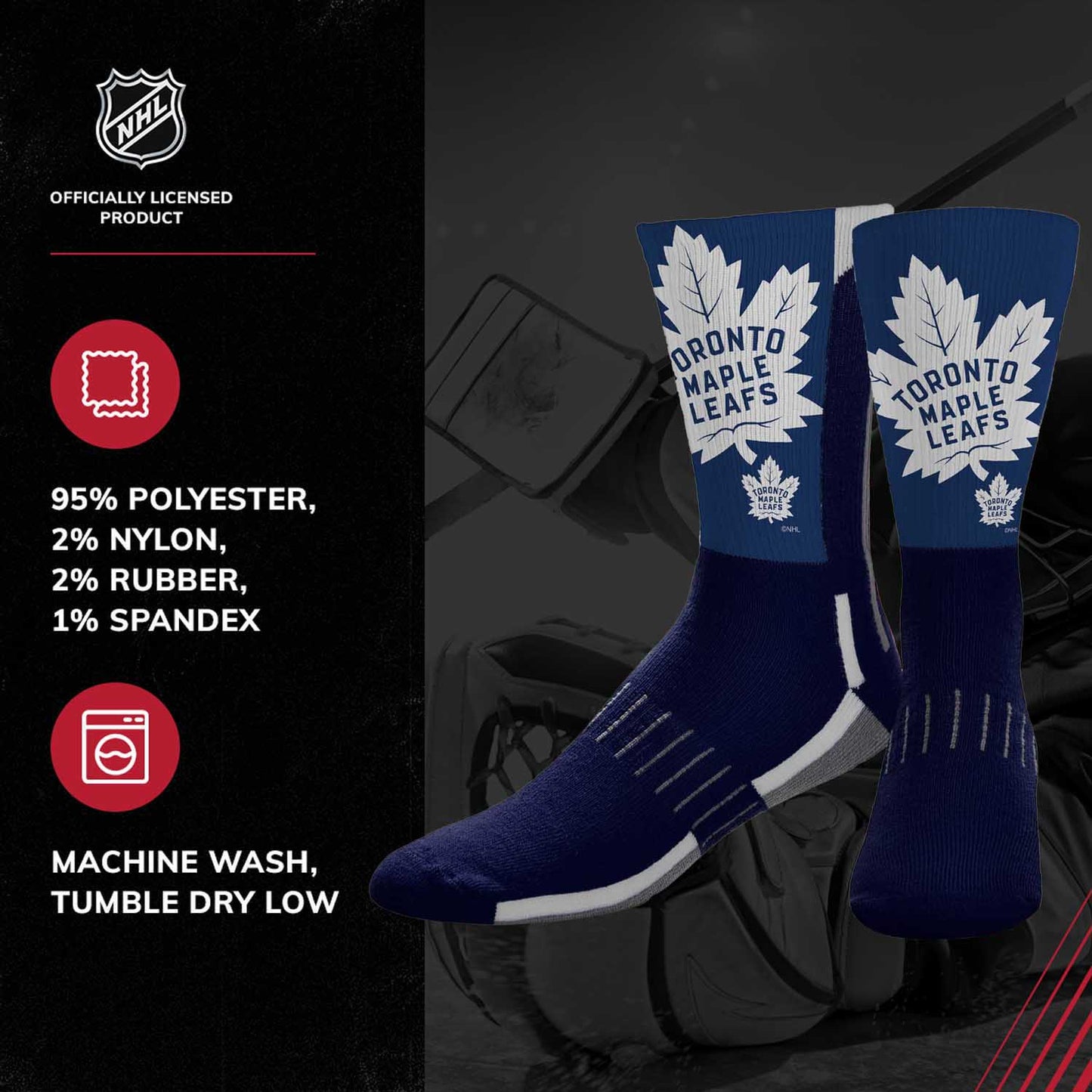 Toronto Maple Leafs Adult NHL Zoom Curve Team Crew Socks - Navy