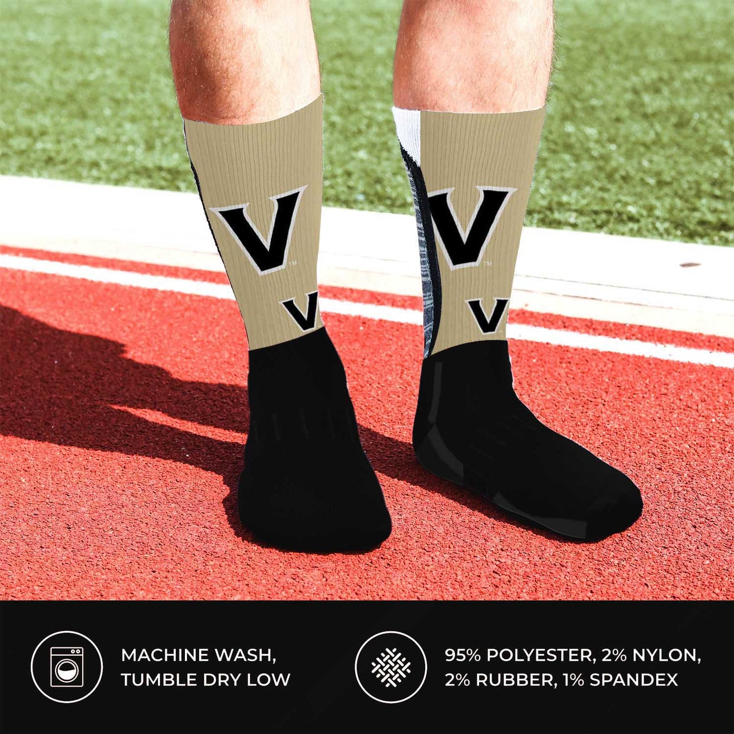 Vanderbilt Commodores NCAA Adult State and University Crew Socks - Charcoal
