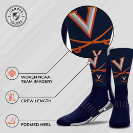 Virginia Cavaliers NCAA Adult State and University Crew Socks - Indigo/Navy