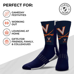 Virginia Cavaliers NCAA Adult State and University Crew Socks - Indigo/Navy