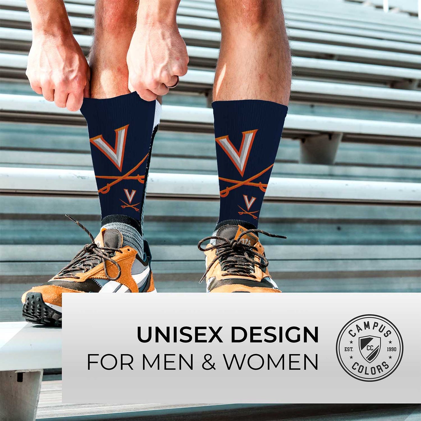 Virginia Cavaliers NCAA Adult State and University Crew Socks - Indigo/Navy