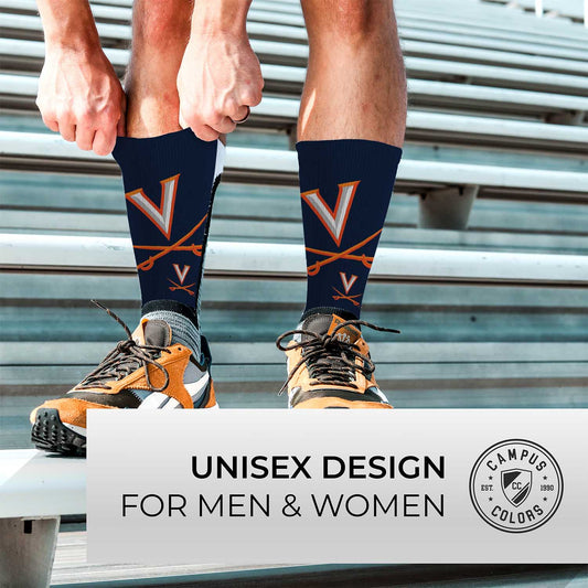 Virginia Cavaliers NCAA Adult State and University Crew Socks - Indigo/Navy