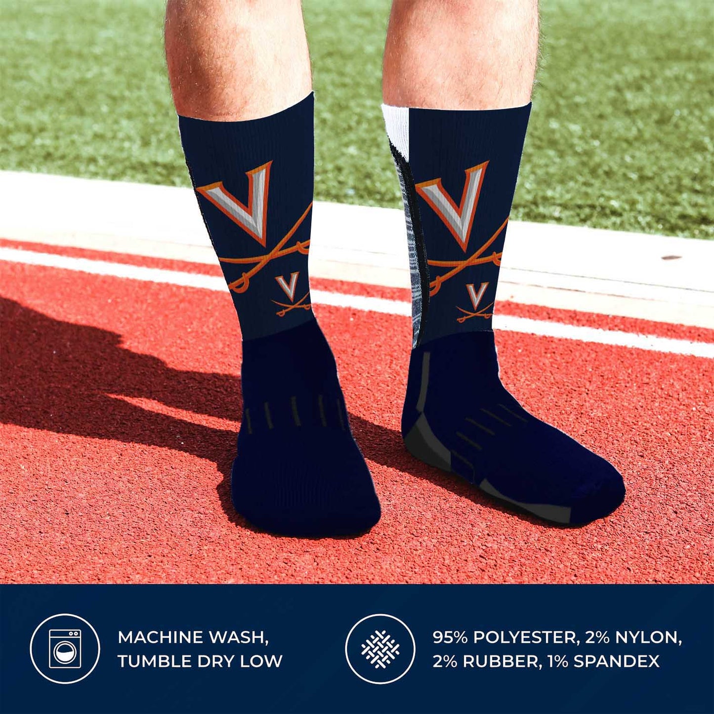 Virginia Cavaliers NCAA Adult State and University Crew Socks - Indigo/Navy