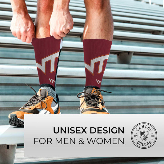 Virginia Tech Hokies NCAA Adult State and University Crew Socks - Maroon