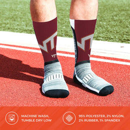 Virginia Tech Hokies NCAA Adult State and University Crew Socks - Maroon