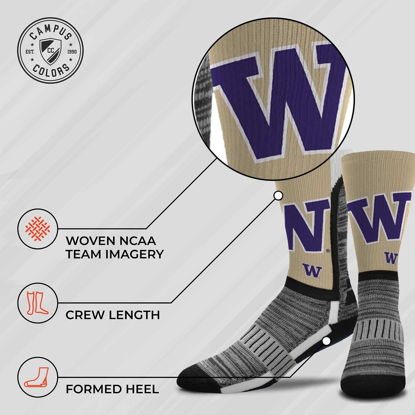 Washington Huskies NCAA Youth University Socks - Team Color
