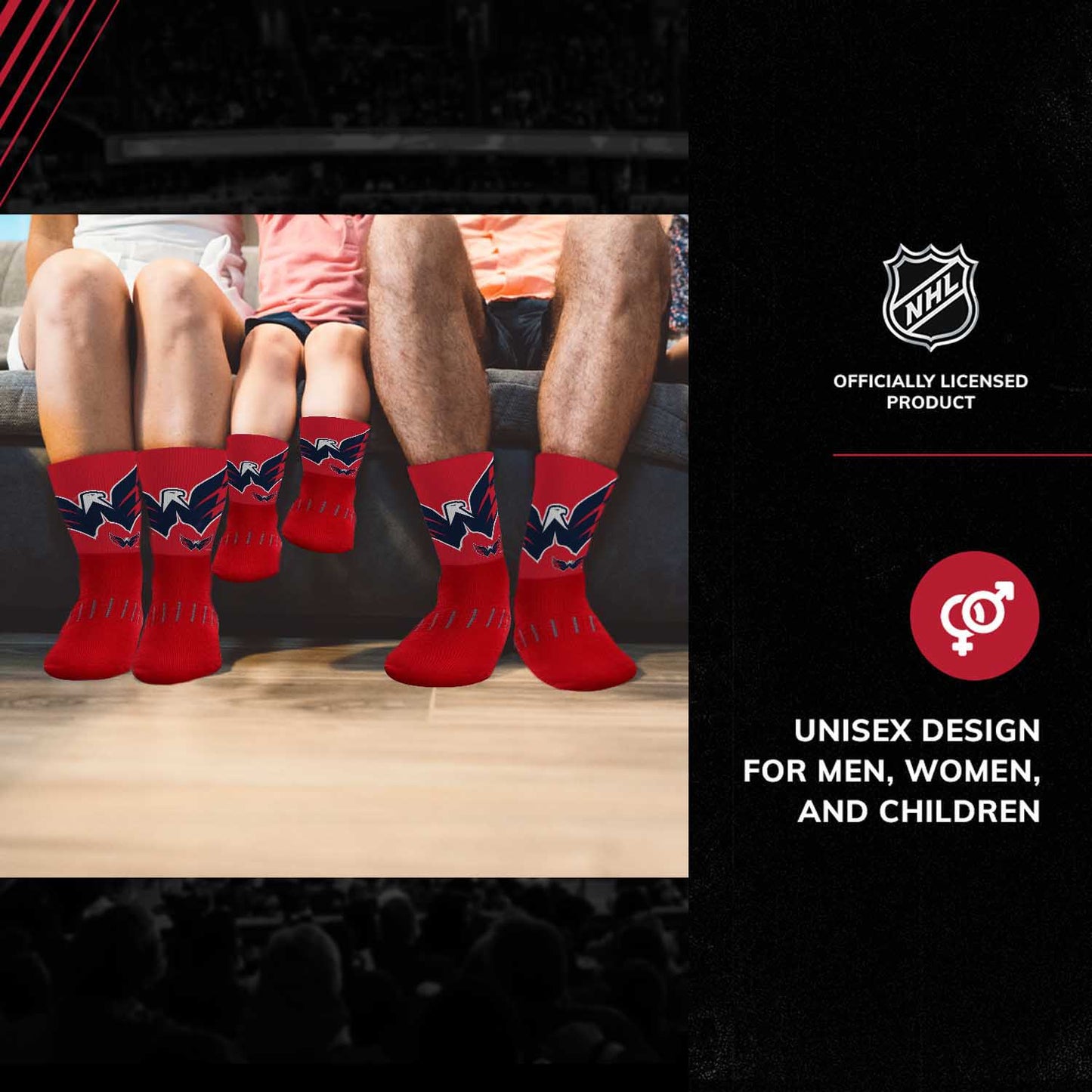 Washington Capitals Youth NHL Zoom Curve Team Crew Socks - Red