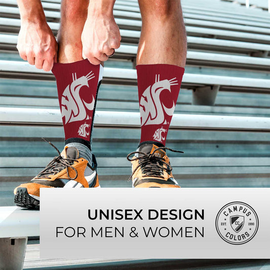 Washington State Cougars NCAA Adult State and University Crew Socks - Black