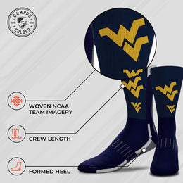 West Virginia Mountaineers NCAA Adult State and University Crew Socks - Indigo/Navy