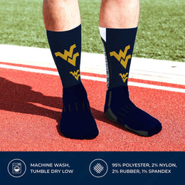 West Virginia Mountaineers NCAA Adult State and University Crew Socks - Indigo/Navy