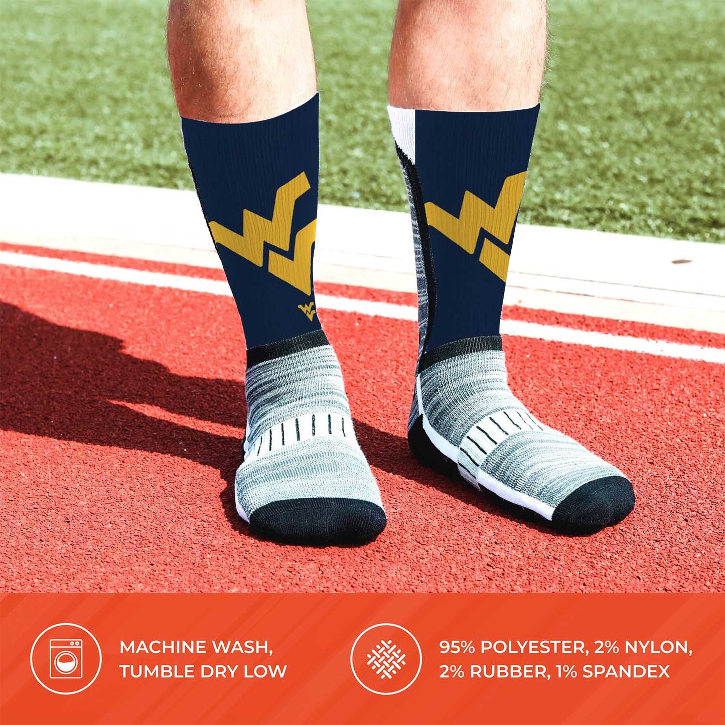West Virginia Mountaineers NCAA Adult State and University Crew Socks - Navy
