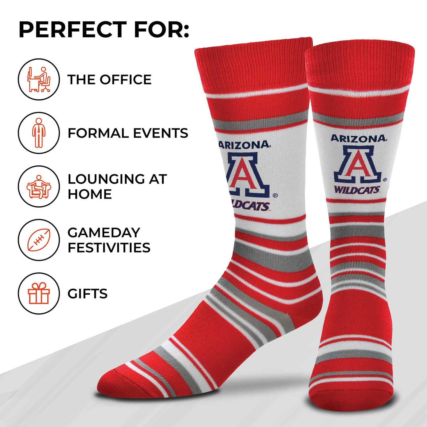 Arizona Wildcats Collegiate University Striped Dress Socks - Red