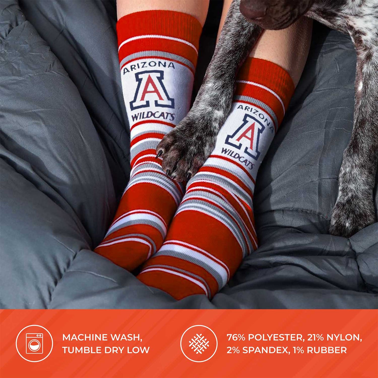 Arizona Wildcats Collegiate University Striped Dress Socks - Red