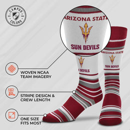 Arizona State Sun Devils Collegiate University Striped Dress Socks - Maroon