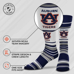 Auburn Tigers Collegiate University Striped Dress Socks - Navy