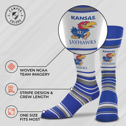 Kansas Jayhawks Collegiate University Striped Dress Socks - Royal