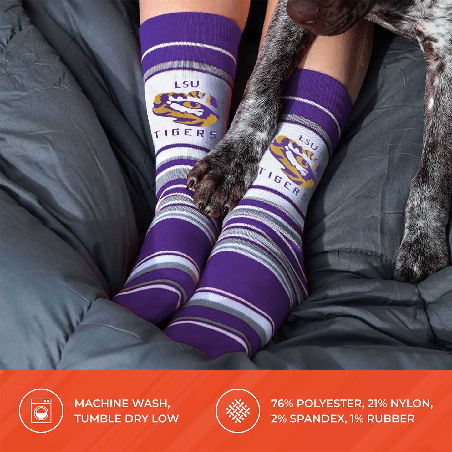 LSU Tigers Collegiate University Striped Dress Socks - Purple