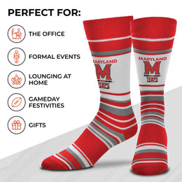 Maryland Terrapins Collegiate University Striped Dress Socks - Red