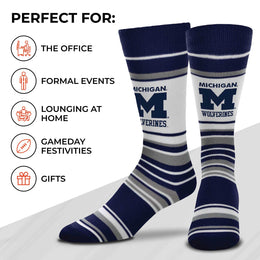 Michigan Wolverines Collegiate University Striped Dress Socks - Navy