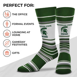 Michigan State Spartans Collegiate University Striped Dress Socks - Green