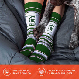 Michigan State Spartans Collegiate University Striped Dress Socks - Green