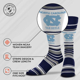 North Carolina Tar Heels Collegiate University Striped Dress Socks - Navy
