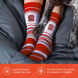 NC State Wolfpack Collegiate University Striped Dress Socks - Red