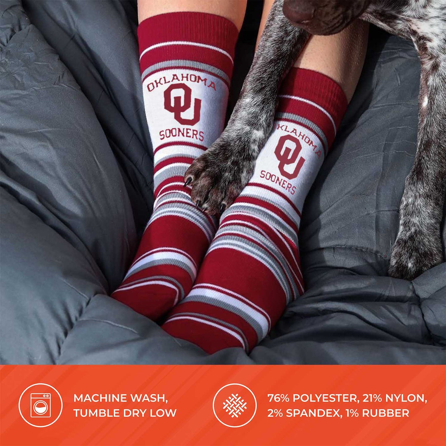 Oklahoma Sooners Collegiate University Striped Dress Socks - Maroon