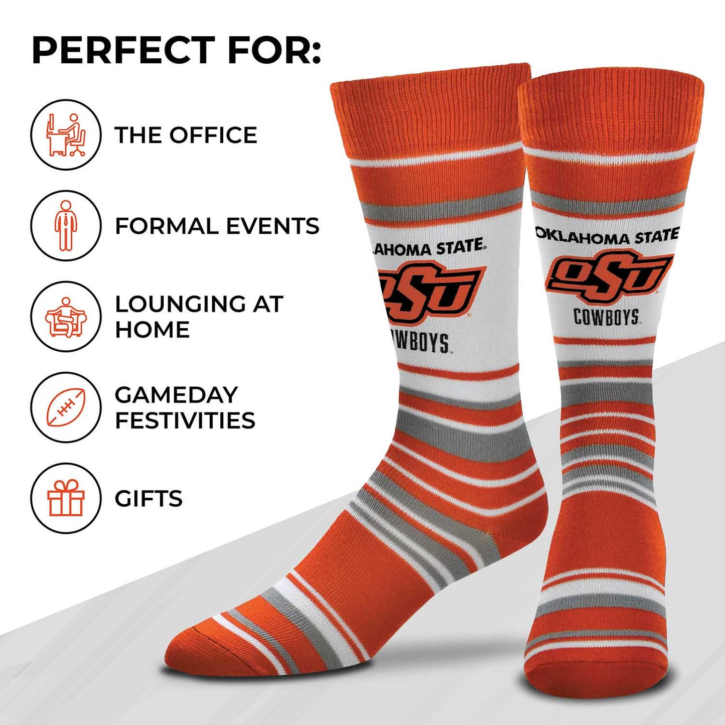 Oklahoma State Cowboys Collegiate University Striped Dress Socks - Orange