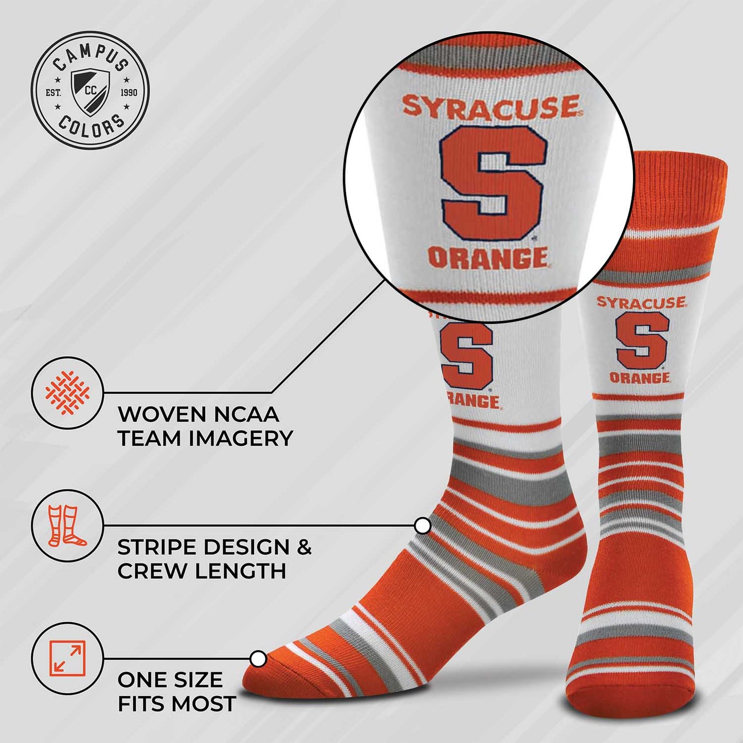 Syracuse Orange Collegiate University Striped Dress Socks - Orange