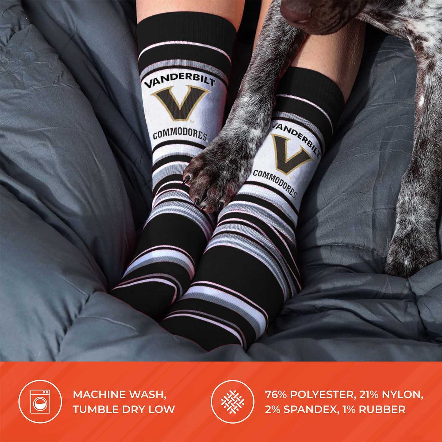 Vanderbilt Commodores Collegiate University Striped Dress Socks - Black