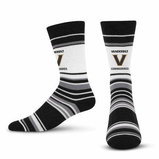 Vanderbilt Commodores Collegiate University Striped Dress Socks - Black