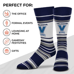 Villanova Wildcats Collegiate University Striped Dress Socks - Navy