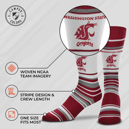 Washington State Cougars Collegiate University Striped Dress Socks - Maroon