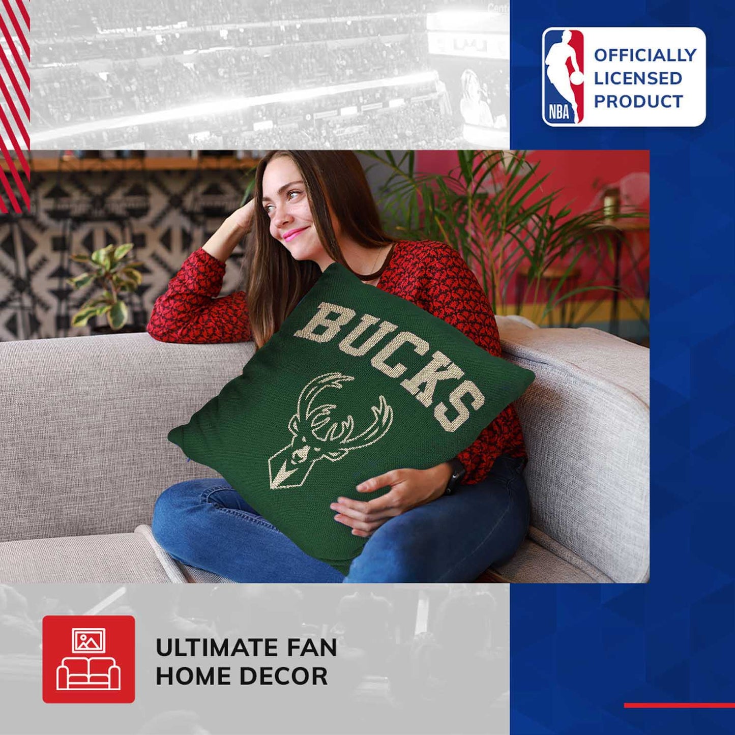 Milwaukee Bucks NBA Decorative Basketball Throw Pillow - Green