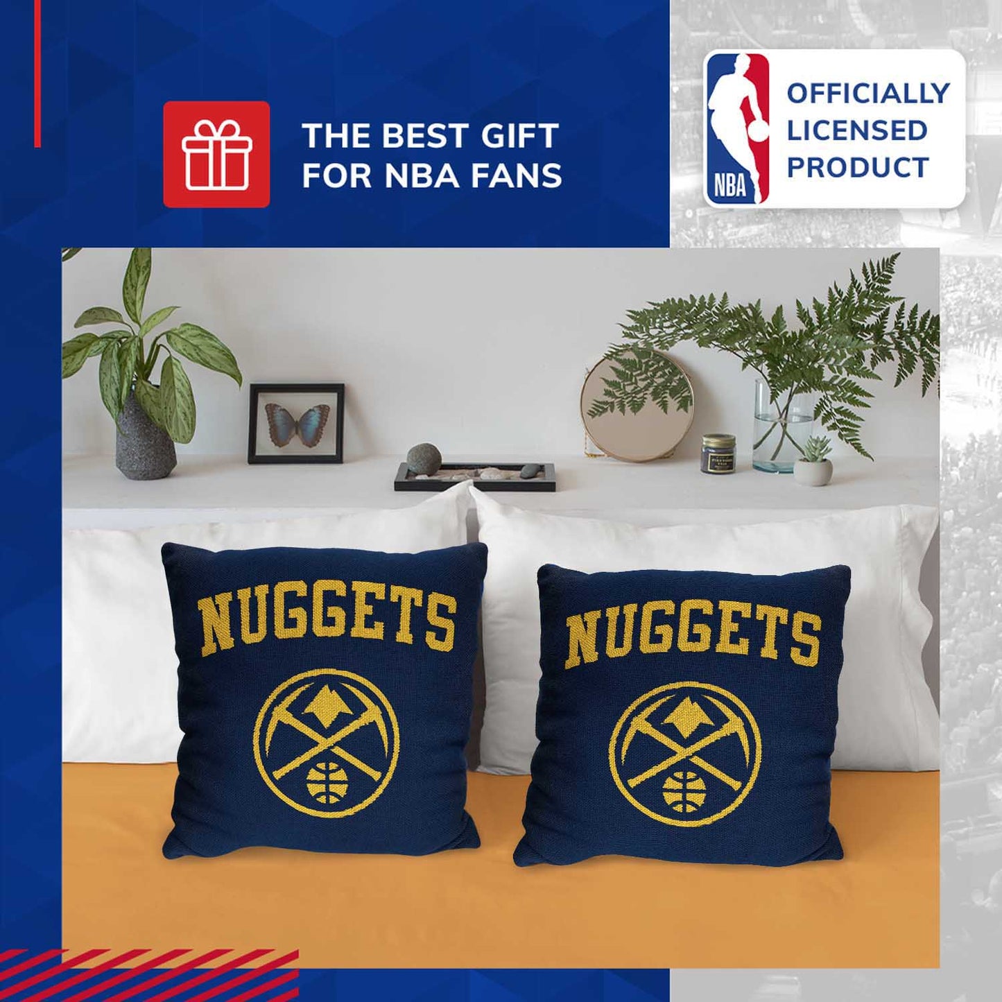 Denver Nuggets NBA Decorative Basketball Throw Pillow - Navy