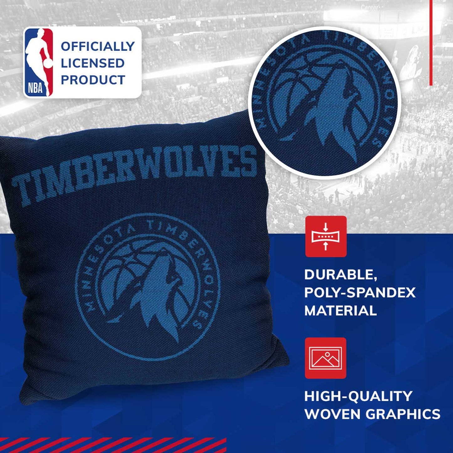 Minnesota Timberwolves NBA Decorative Basketball Throw Pillow - Navy