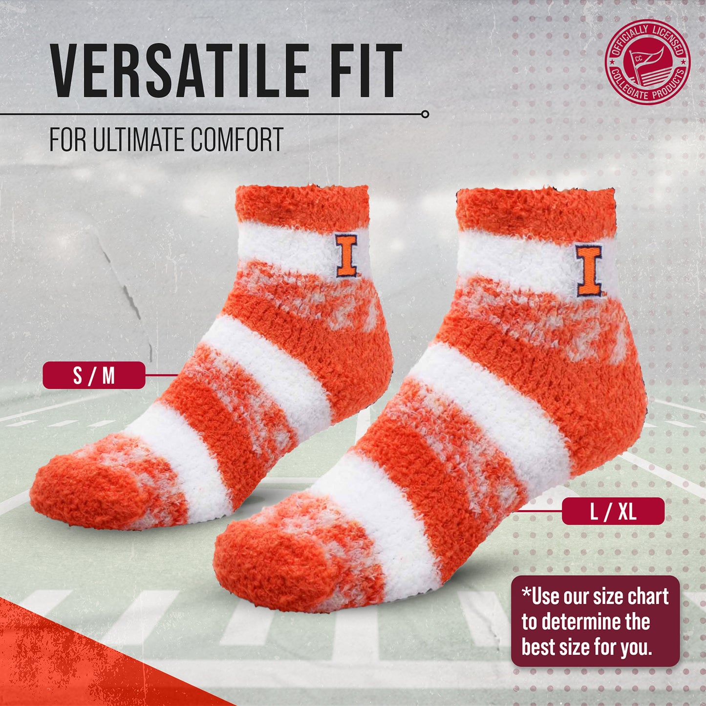 Illinois Fighting Illini NCAA Unisex Cozy Soft Sleep Socks - Orange
