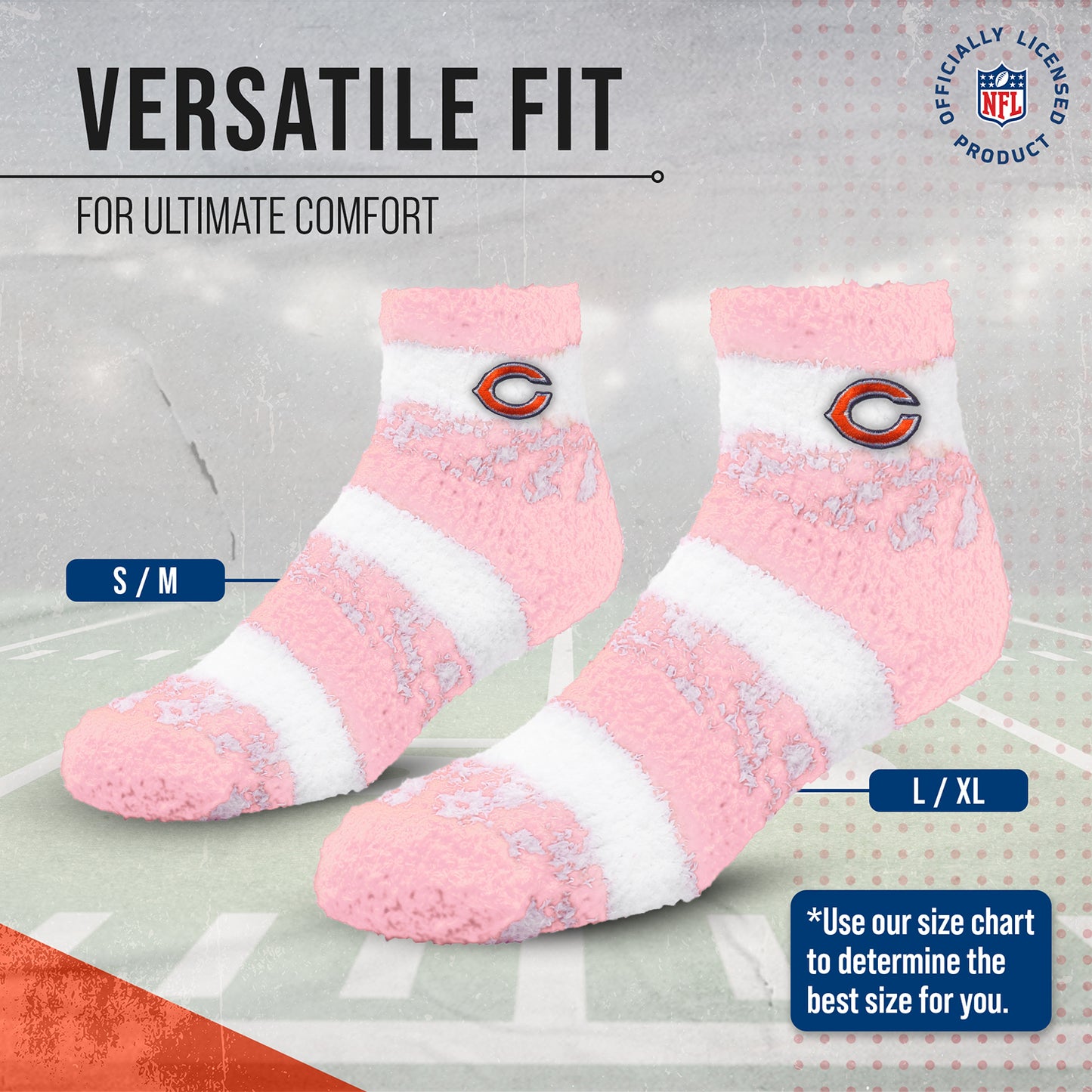 Chicago Bears Women's NFL Football Cozy Soft Sleep Socks - Pink