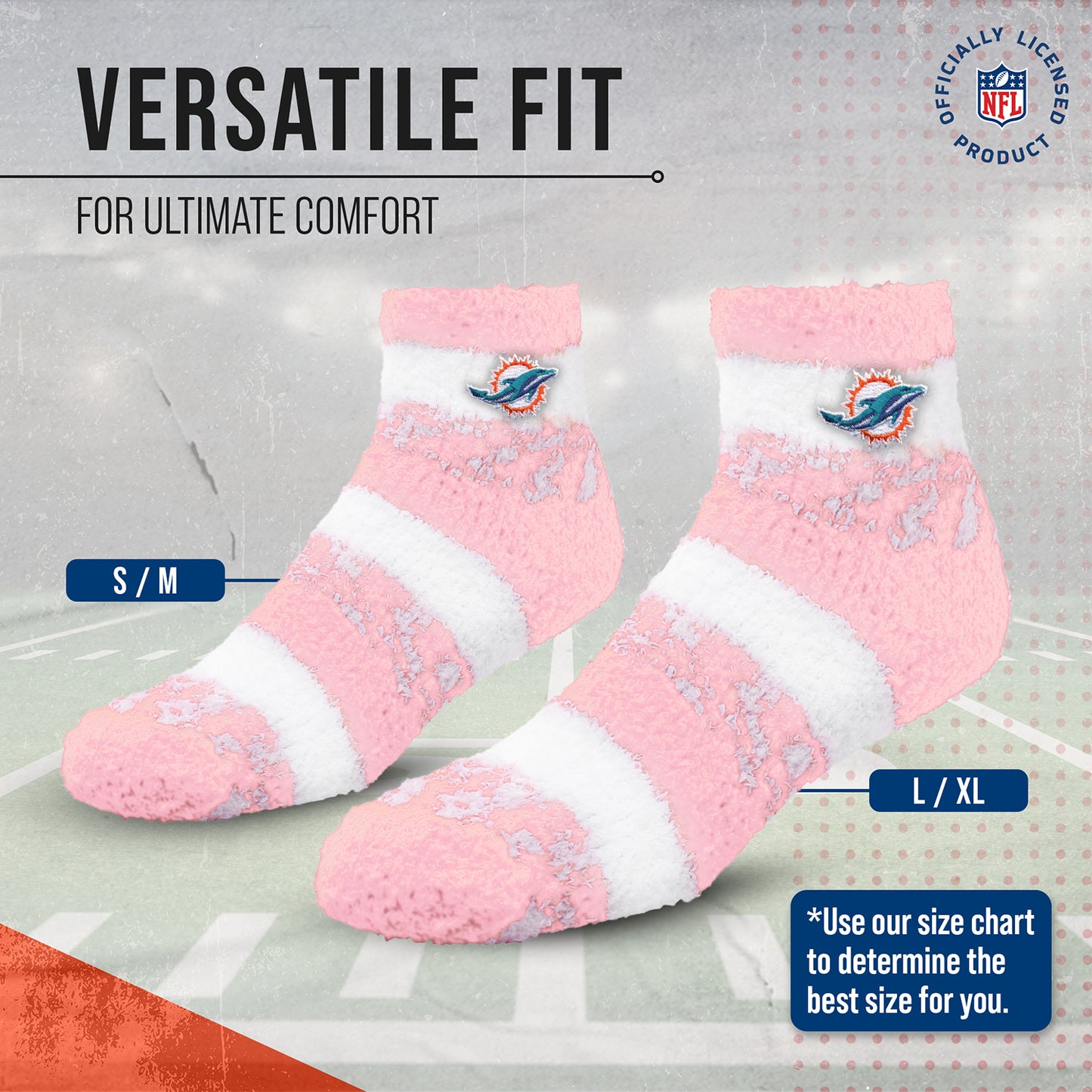 Miami Dolphins Women's NFL Football Cozy Soft Sleep Socks - Pink