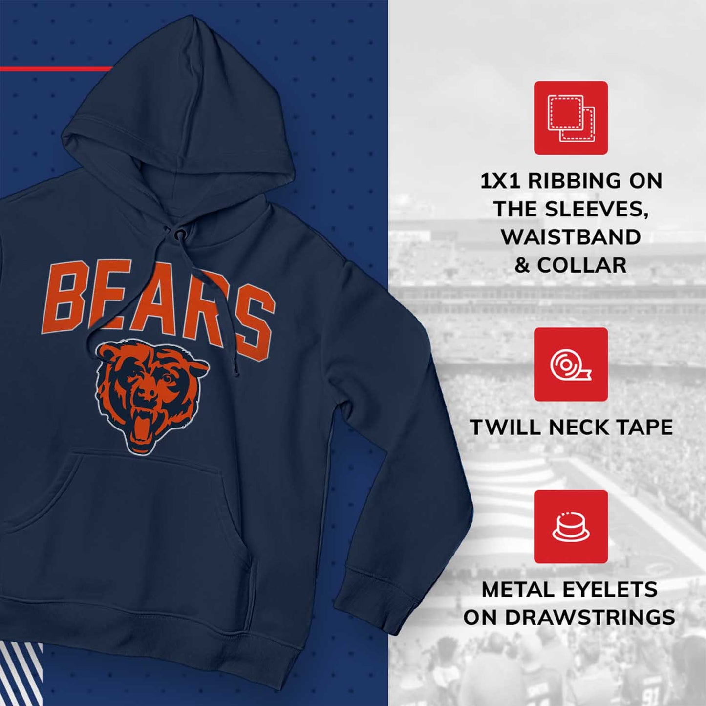 Chicago Bears NFL Home Team Hoodie - Navy