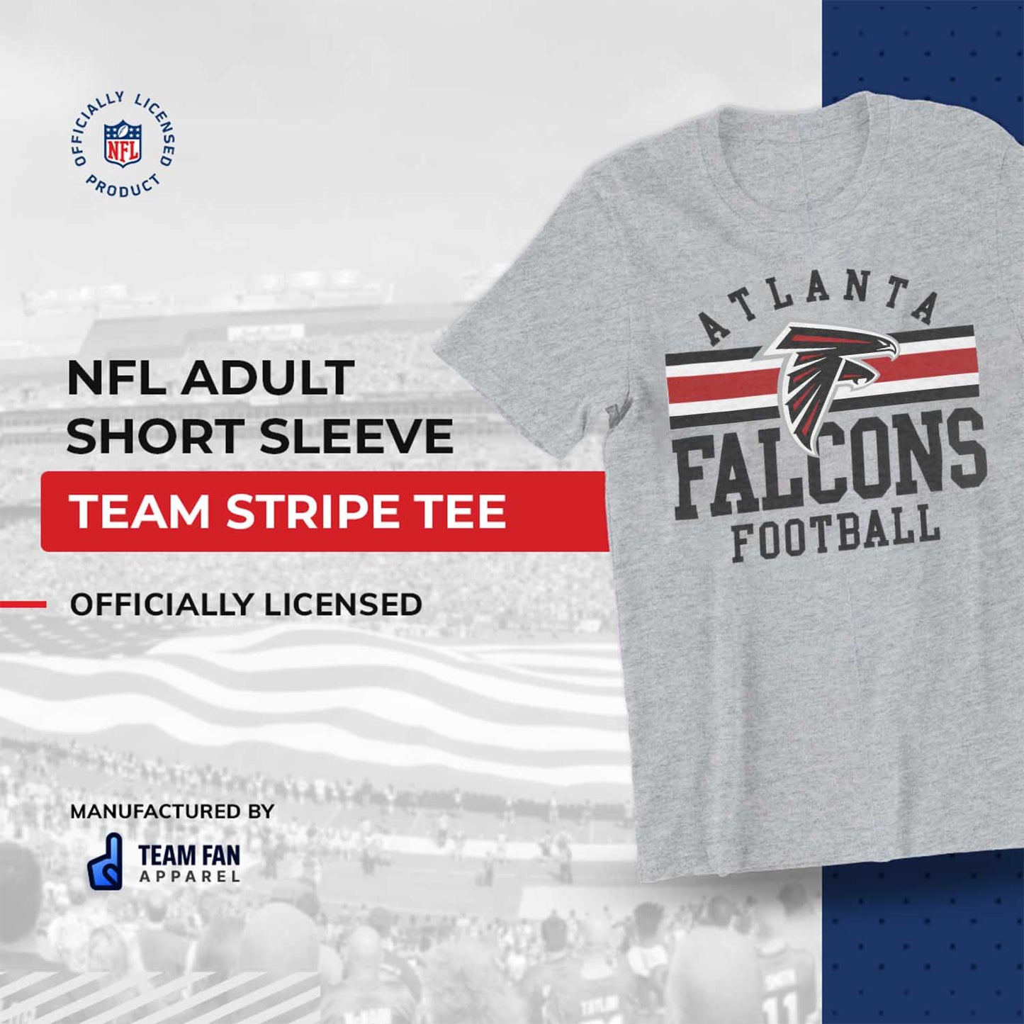Atlanta Falcons NFL Adult Short Sleeve Team Stripe Tee - Sport Gray