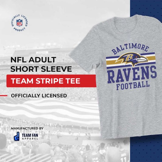 Baltimore Ravens NFL Adult Short Sleeve Team Stripe Tee - Sport Gray